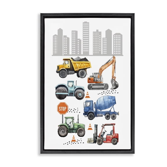 Stupell Industries Contemporary City Keeps Moving Black Floating Frame Canvas Art, 17 x 25, by Christine Simpson Art
