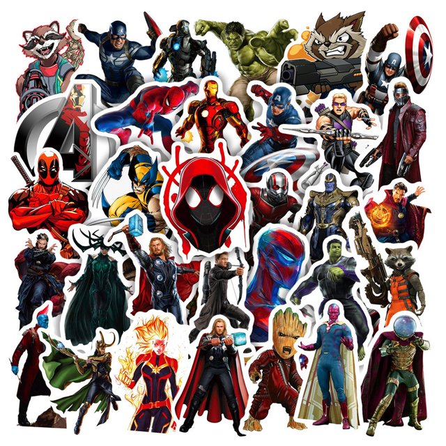 10/30/50pcs Marvel Stickers Cool The Avengers Waterproof Sticker Luggage Skateboard Guitar Laptop Stikers Kid ToyChina Gong Bohan LED