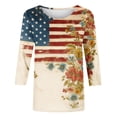thumbnail image 4 of Women's 3/4 Sleeve American Flag Print T-Shirt Casual Round Neck Patriotic Shirt Top for Independence Day, 4 of 4