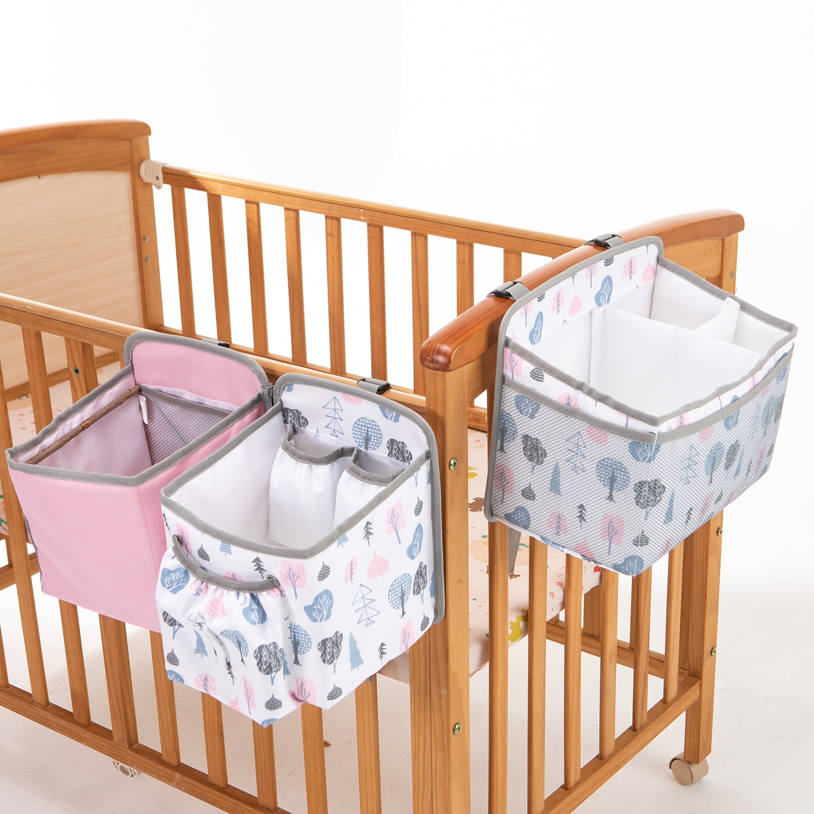 Baby Stroller Organizer Bag Bedside Caddy Diaper Storage Bin Hanging Storage Bag for Baby Bed/Baby Cart