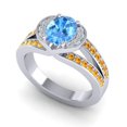 thumbnail image 2 of 2.35 Carat Oval Cut Blue Topaz & Citrine Gemstone Unique Anniversary Ring for her 18K White Gold Size 8.5 by Diamond-Capitals, 2 of 8