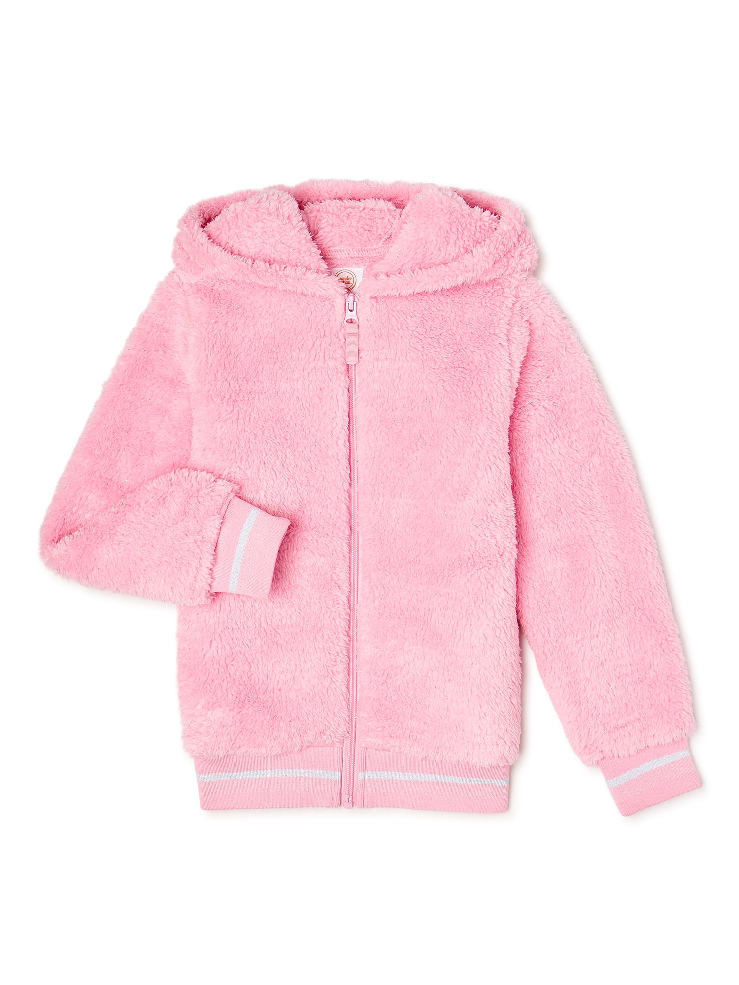 Wonder Nation Girls' Plush Zip-Front Hoodie, Sizes 4-18 & Plus ...