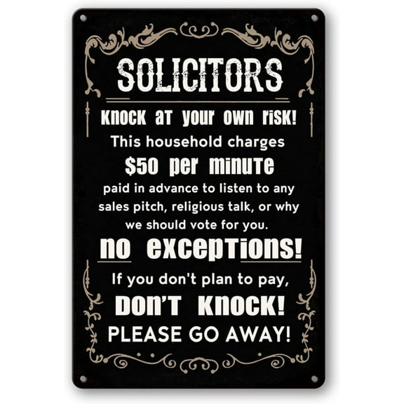 No Soliciting Sign for House Funny Sign, No Soliciting Signs for Home Solicitors Knock at Your Own Risk Signs Don‘t Knock Front Door
