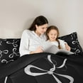 thumbnail image 5 of jejeloiu Cartoon Cute Bow Full Size Comforter Sets,Kawaii Bowknot Bowtie Bedding Comforter Set,Silver Black Bedding Sets For Girls,Ultra Soft Home Decor Reversible,3pcs, 5 of 8