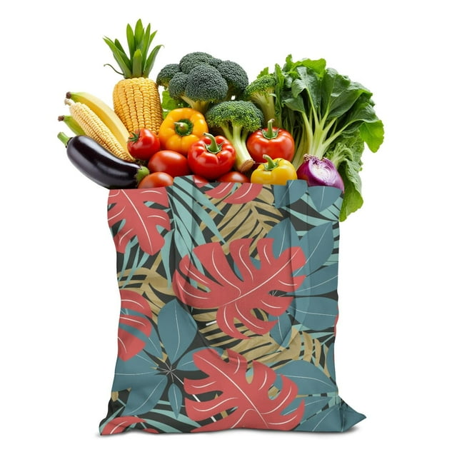 Fourre-tout en Toile Tropicale Rétro Esthétique, Sac Réutilisable Inspiré des Paumes pour Femmes, Sac à Main Léger et Écoresponsable pour la Plage et les Vacances