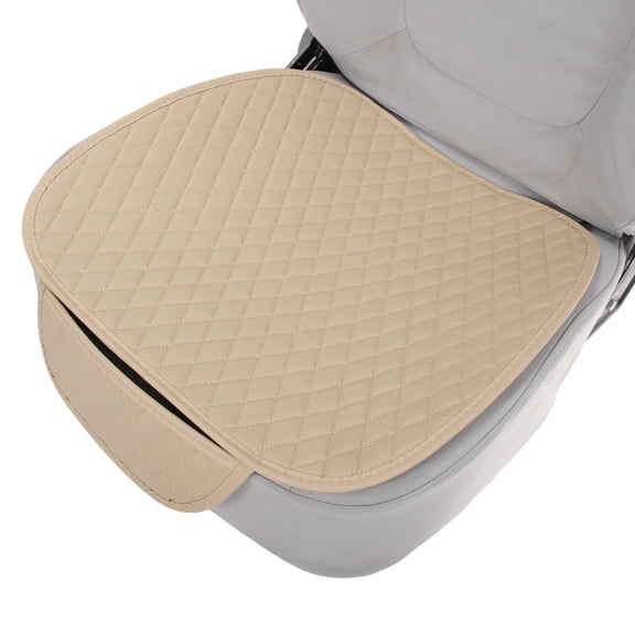 Unique Bargains Car Seat Cover Leather Diamond Beige Car Seat Pad Cover, Rectangle, Universal for Car SUV Truck, 53cmx49cmx3cm, 1 Pcs