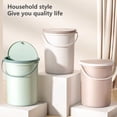 thumbnail image 2 of Trash Can with Handle Wall Mounted Press Design Self-adhesive Wide Open Semi-Circular Waste Bin for Bathroom, 2 of 8