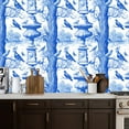 thumbnail image 5 of Peel and Stick Wallpaper Contact Paper Blue White Vintage French Country Farmhouse Temporary Nursery Statue Self Adhesive and Removable 17.7in x 118in, 5 of 8