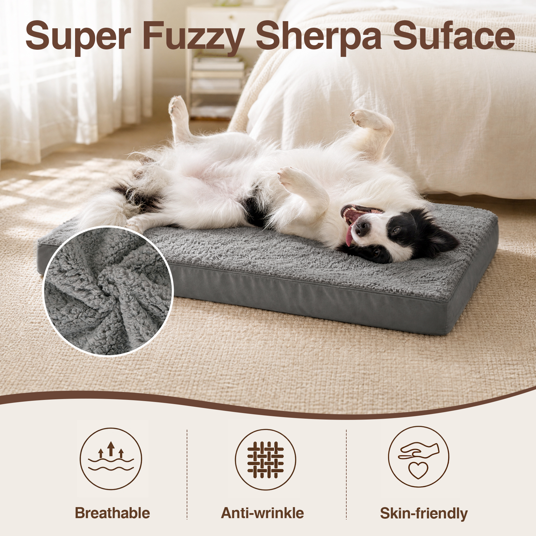 KSIIA Orthopedic Dog Bed with Egg-Crate Foam, Large photo 3