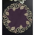 thumbnail image 4 of Gold Lace Plum Doilies Set of 8 - Round Placemats European Embroidery for Fall Autumn Thanksgiving Season Dining Table Home Decor Wedding - 15 inches - The Tarantino Collection, 4 of 8