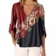 thumbnail image 2 of Blusa Camisa con cuello en V y estampado floral Blusa suelta de manga larga Top de mujer, Rojo, 3XL AweSitey AP002021-22, 2 of 5