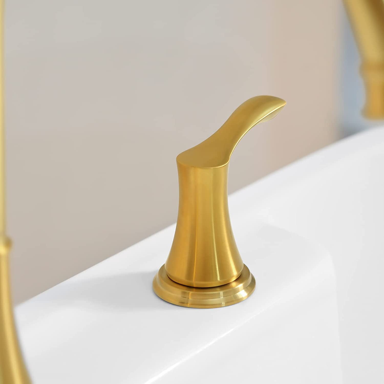 PARLOS High Arc 2-Handle Widespread Roman Tub Faucet with Valve & Faucet Supply Lines, Brushed Gold