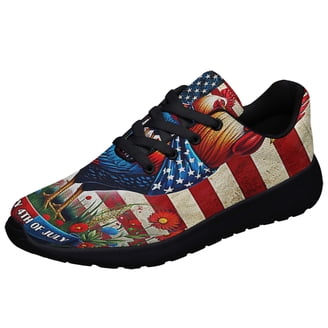 Sonzj-II Patriotic Gnomes 4th of July Independence Day Shoes Sneakers Black Size 10, Adult Unisex