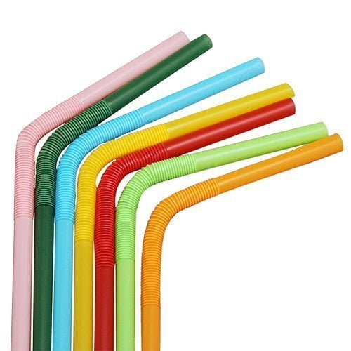 7.5" 13.5" Flexible Large Straws Mixed Colors (5mm) Pack of 100