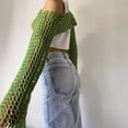 thumbnail image 4 of Top corto de crochet de manga larga para verano, tejido de punto, malla hueca, para mujer, 2024, tops de crochet Y2k, jersey de calle, 4 of 5