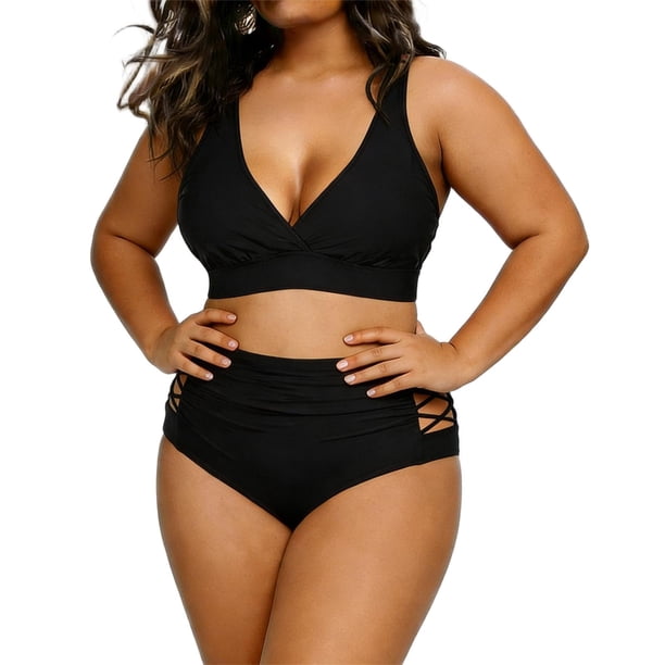 Trajes de baño Amzcrzy Tankini para mujer, trajes de baño, trajes de baño con control de abdomen, moda para damas, trajes de baño estampados, trajes de baño para mujer, ropa de playa, negro, 3XL