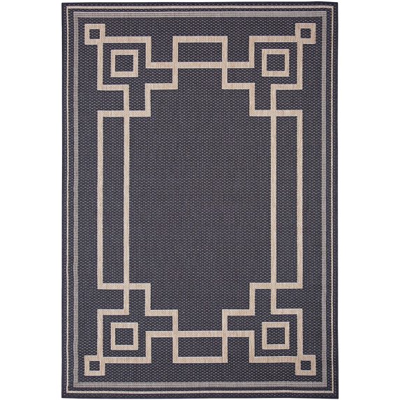 Oriental Area Rug - 2 ft. x 3 ft., Charcoal Gray, Waterproof Floor Rug with UV Protected Surface for Patio, Garden, Backyards