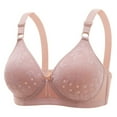 thumbnail image 2 of WREESH Womens Bras Non Magnetic and Non Steel Ring Gathered Bra with Thin Cup and Adjustable Lace Bra Underwear Pink, 2 of 4