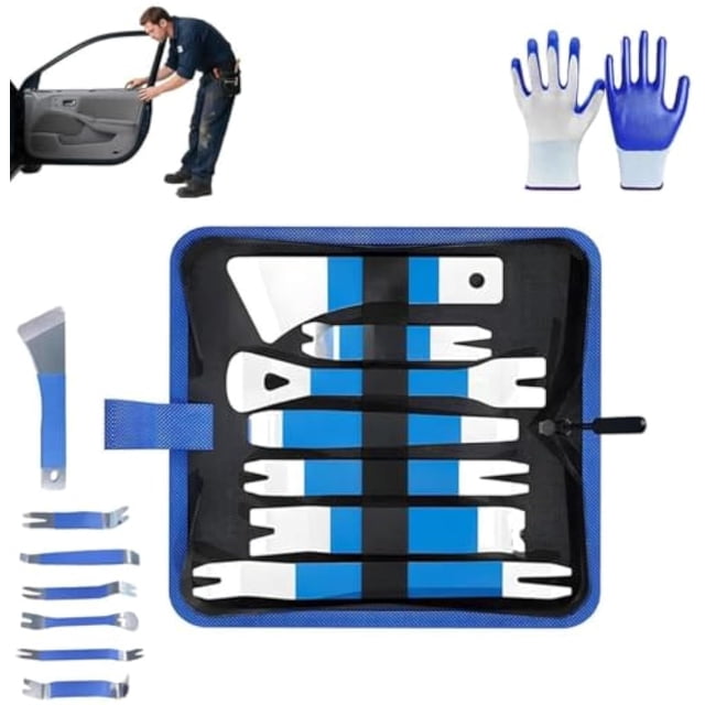 Car Repair Pry Plate Tools,7PCS Auto Trim Removal Tool Kit,Plastic Pry Tools for Car Door Panel Clip,Stainless Steel Fastener Removal,Car Door Clip Panel & Audio Dashboard Dismantle(Blue)