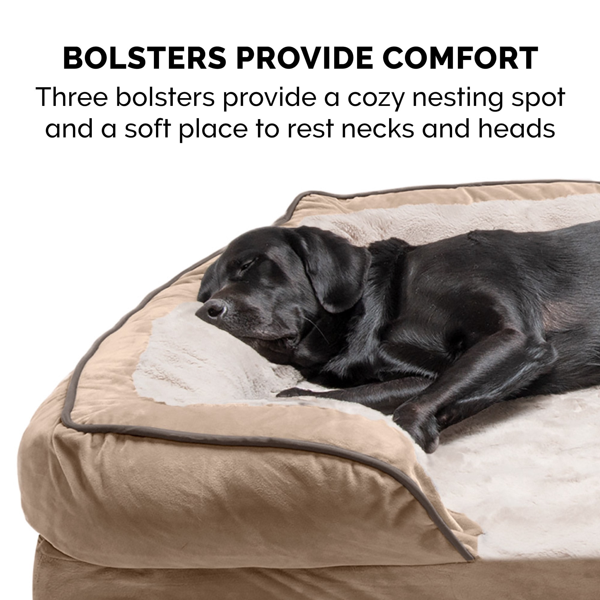 FurHaven Velvet Waves Memory Top Perfect Comfort Sofa Pet Bed, Jumbo Plus, Brownstone, 1 Count