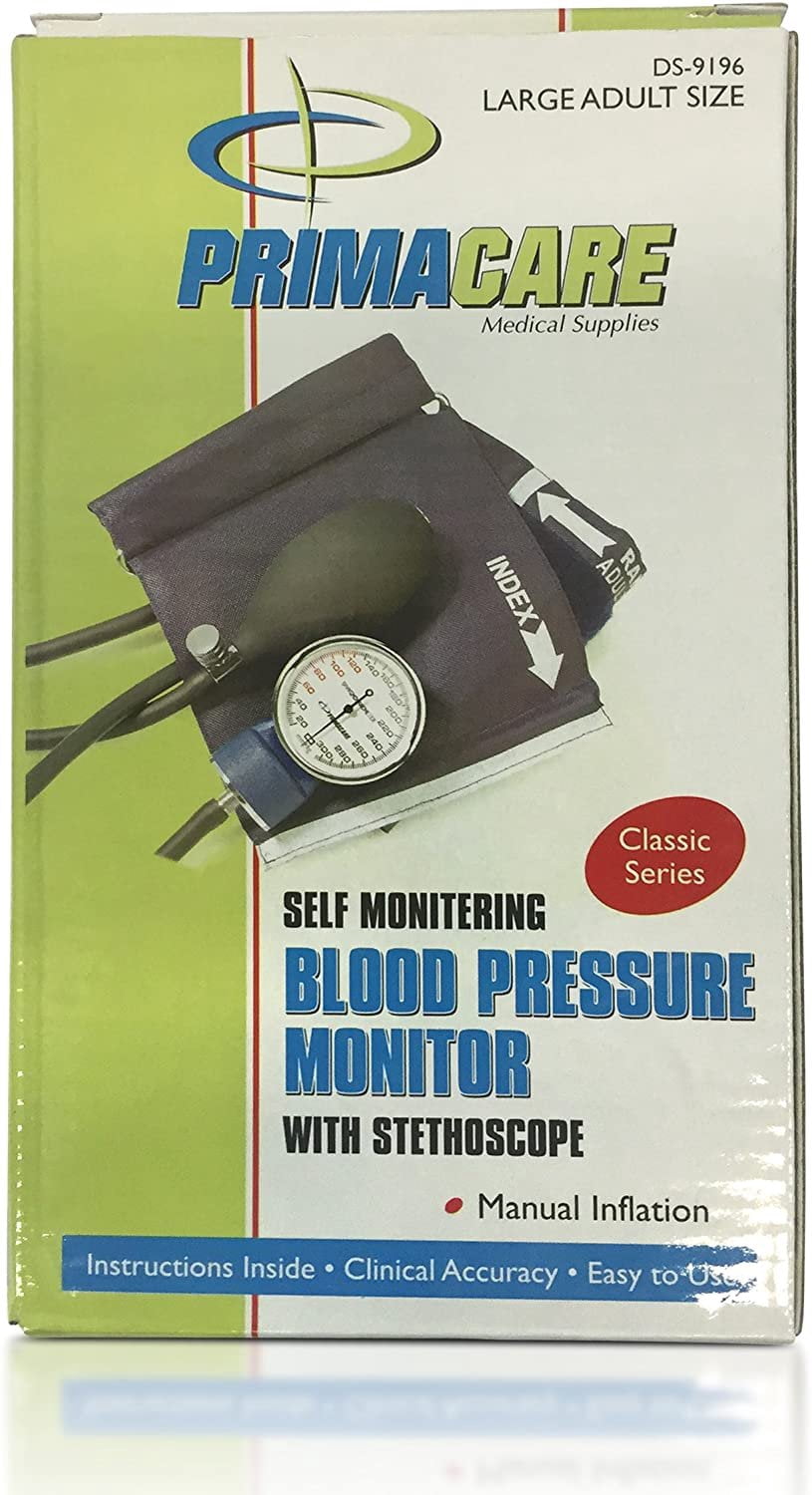 Primacare DS-9196 Classic Series Large Adult Blood Pressure Kit with D-Ring Cuff and Stethoscope