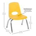 thumbnail image 2 of Factory Direct Partners 10" School Stack Chair, Stacking Student Seat with Chromed Steel Legs and Nylon Swivel Glides; for in-Home Learning or Classroom - Yellow (6-Pack), 2 of 5