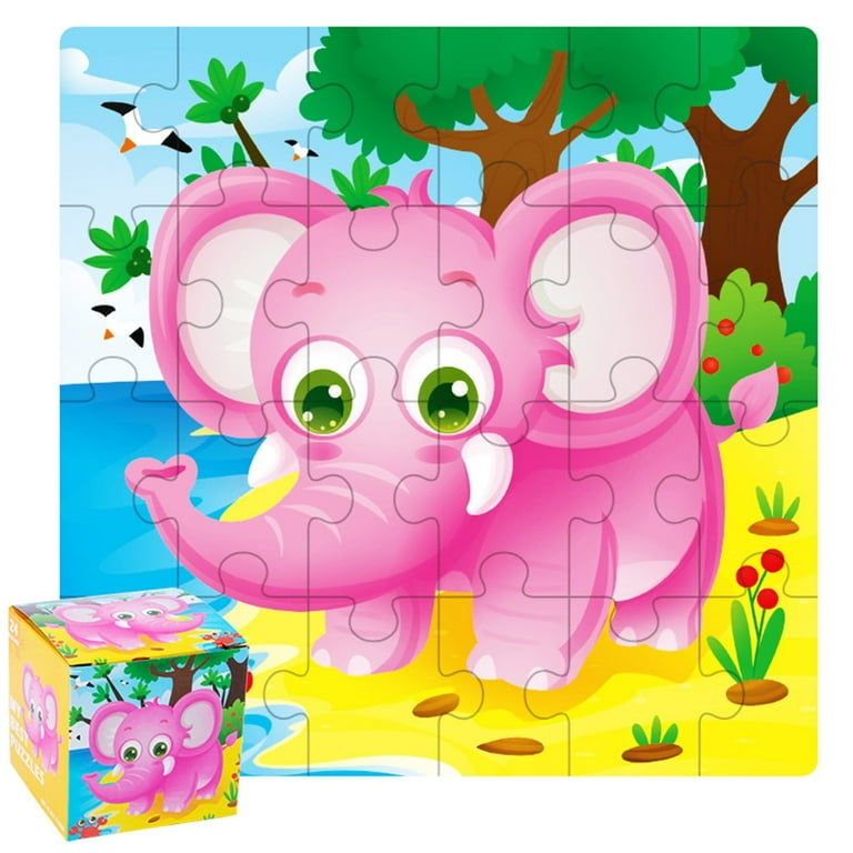 QISIWOLE Wooden Jigsaw Puzzles Set for Kids Age 3 7 Year Old 24 Piece Animals Colorful Wooden Animal Puzzles for Toddler Children Learning Educational