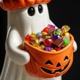 thumbnail image 4 of Ceramic Ghost Statue with Pumpkin Candy Bowl Detachable Lid Halloween Desktop Ornament Holiday Gift Virelaxpo, 4 of 7