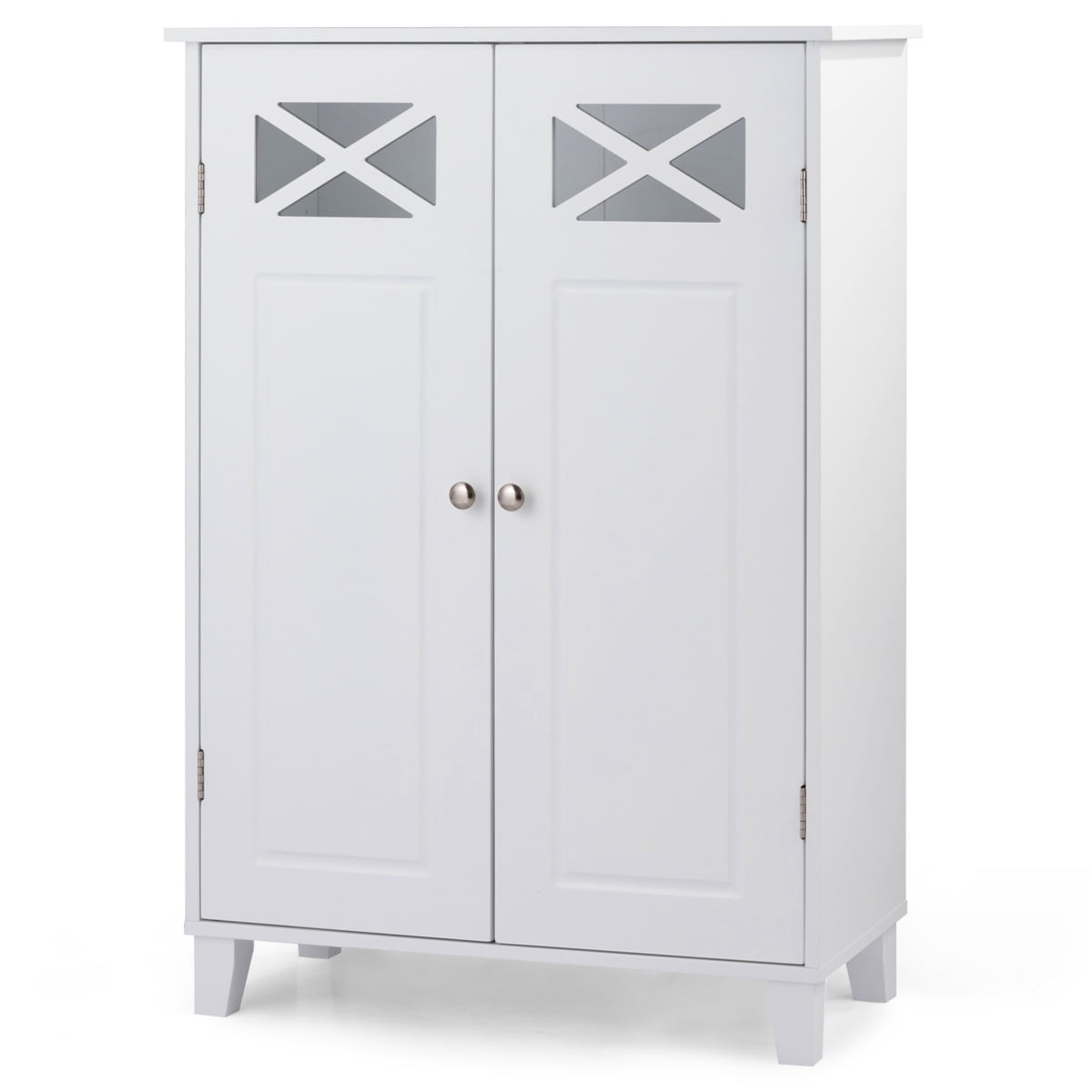 Shop Gymax Bathroom Floor Storage Cabinet Double Door Kitchen