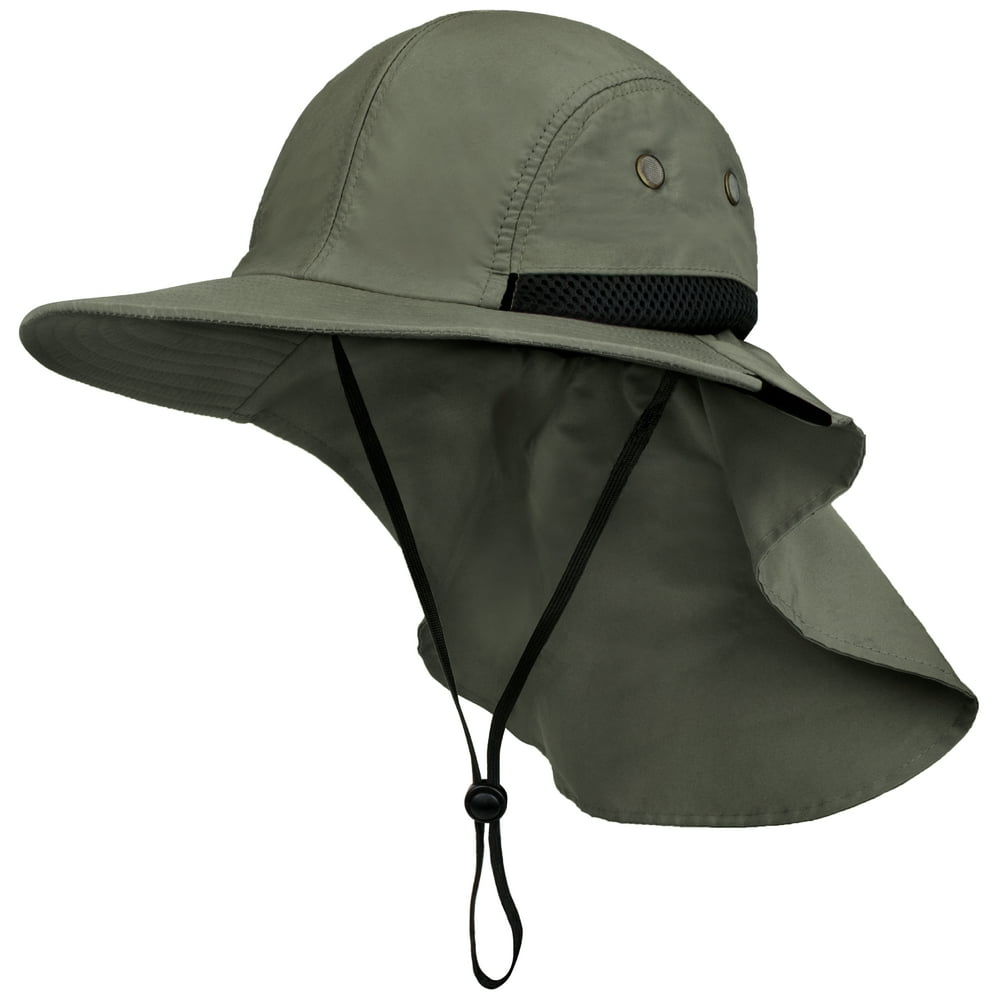 SUN CUBE Mens Fishing Hat with Neck Flap for Men | Sun Hat with Wide ...