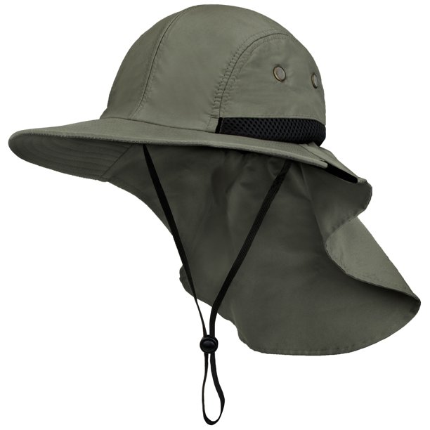 SUN CUBE Mens Fishing Hat with Neck Flap for Men Sun Hat with Wide
