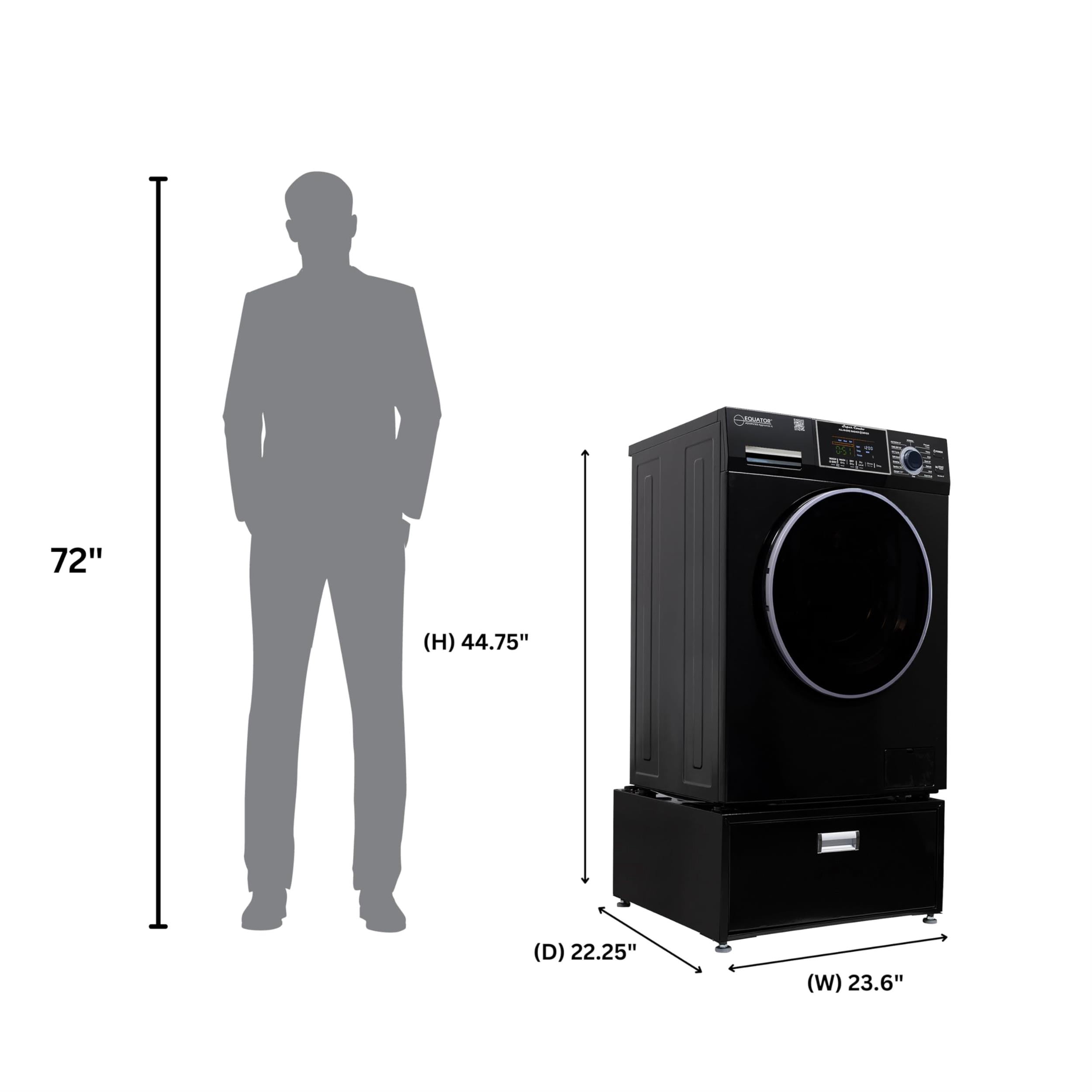 All-in-one Washer Dryer Ventless BUILTIN 0-CLEARANCE 15lbs 110V 1400RPM+Pedestal