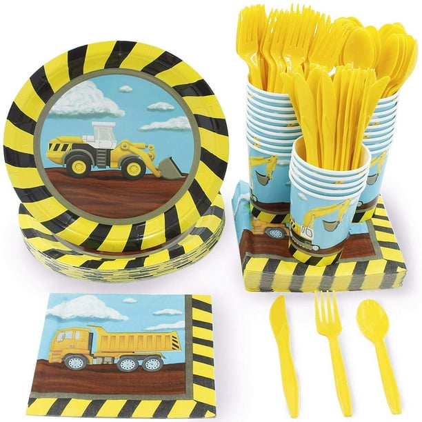 Serves 24 Under Construction Theme Birthday Party Supplies for Kids