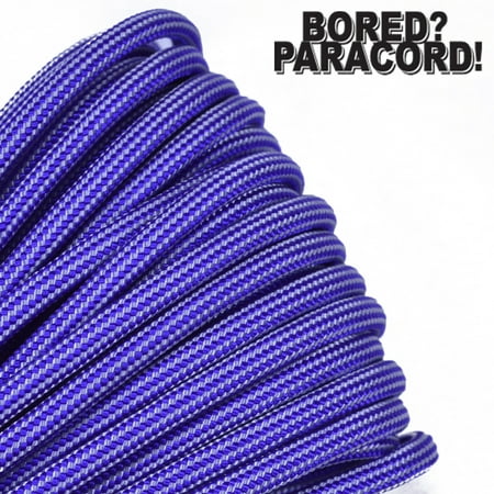Bored Paracord Brand 550 lb Type III Paracord - Acid Purple with Silver Stripes 50 Feet
