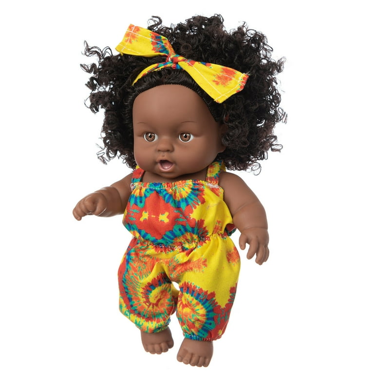 Sehao Cute Curly Black African Black Baby Doll Mini Doll Baby Toys