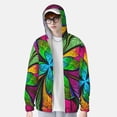 thumbnail image 2 of Fotbe Veste de Protection Solaire UPF 50+ pour Hommes et Femmes, Fleur Multicolore, avec Capuche, Poches, Randonnée, Performance Extérieure - Très Grand, 2 of 7