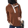 thumbnail image 1 of Solapa Pullover Otoño Invierno Color Empalme Loose Transpirable Mujeres Top para Diario Compras Al Aire Libre Con Cuello En V Naranja XXL, 1 of 3