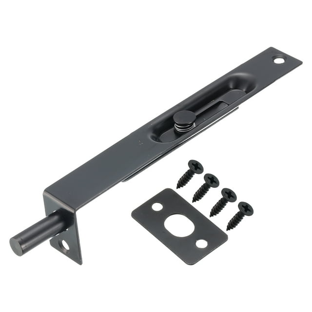 Al Ras Perno, 6 Pulgadas Inoxidable Acero Puerta Oculto Deslizante Bloqueo Pestillo para Madera Compuestas Puertas, Dobles Puertas, Negro 2uds