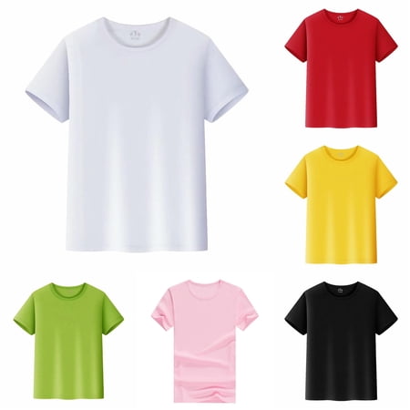 RMGVDSD Boys T-Shirts Kids Short Sleeve Crewneck T Shirts Solid Color Basic Tees Summer Athletic Shirts Breathable Children s Tops 11-12 Years