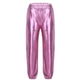 thumbnail image 2 of Vxuxlje Kids Hip Hop Dance Pants Shiny Metallic Jazz Trousers Boys Girls Sparkly Sweatpants Pink 16, 2 of 7