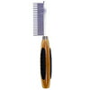 Bass Brushes Alternating Short and Long Tooth Metal Pet Comb with Bamboo Wood Handle
