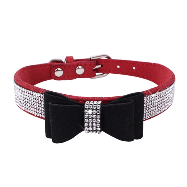 Adjustable Bling Crystal Pet Collars with Bowknot for Dogs Cats Wear