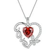 thumbnail image 1 of Juwaliy Collar de Corazón de Amor Rojo Mariposa Collar de Piedra de Nacimiento de Enero Granate CZ Dije de Plata Esterlina 925 Joyería Mujer Madre Cumpleaños Regalo Del Día de San Valentín, 1 of 10