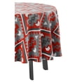 thumbnail image 3 of Vargottam Indoor/OutdoorRoundTablecloth 58 InchRoundTablecloth Waterproof PatioTableCloths,Spring/SummerTableCovers For Backyard CircularTable/Bbqs/Picnic -Red & Gray, 3 of 8