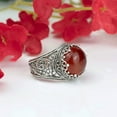 thumbnail image 4 of Filigree Art Carnelian Gemstone Crown Design Women Silver Statement Ring, 4 of 6