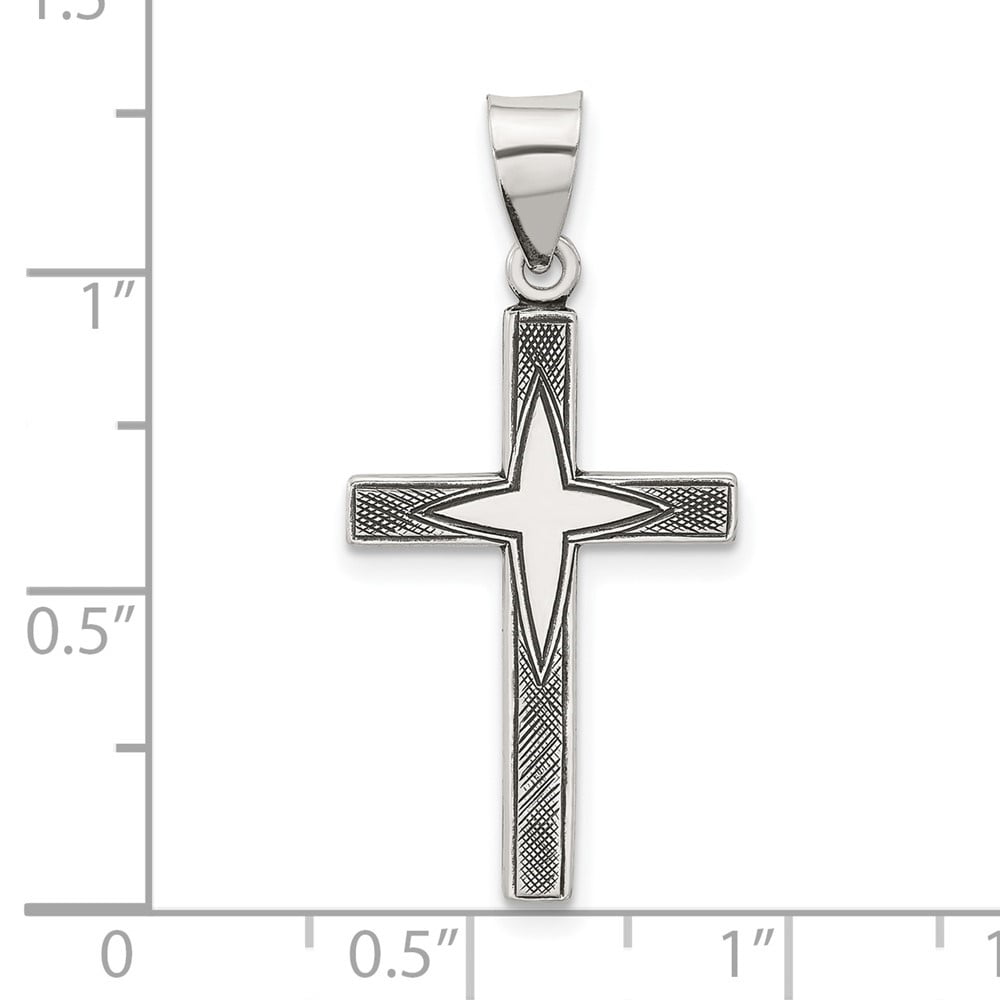 Auriga 925 Sterling Silver Antiqued Solid Textured Cross Pendant for  Women(L- 33.6mm, W- 16mm)