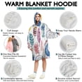 thumbnail image 5 of Wearable Oversized Blanket,Watercolor Feather and Dreamcatcher Pattern Wearable Blanket Hoodie for Adults,Cozy Hooded Blankets with Super Pockets,Super Warm Fuzzy Pullover for Women & Men, 5 of 6