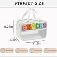 thumbnail image 2 of Chenille Letter Bag, Clear Makeup Bag Portable Bag Makeup Cases Preppy Patch with Zipper Cosmetic Toiletry Storage Bag for Women Girls (White), 2 of 7
