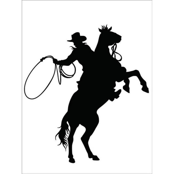 Wall Decal Cowboy Cowboy Cowgirl Rodeo Horse Bull Ster Roper Holiday Gift Decorating Ideas Sticker - Size: 20 Inches X 20 Inches
