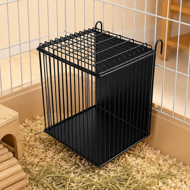 Soporte para conejo, comedero universal para cobaya con cesta almacenamiento con gancho para mascotas pequeñas, animales pequeños 26 cm x 275 cm x 315 cm
